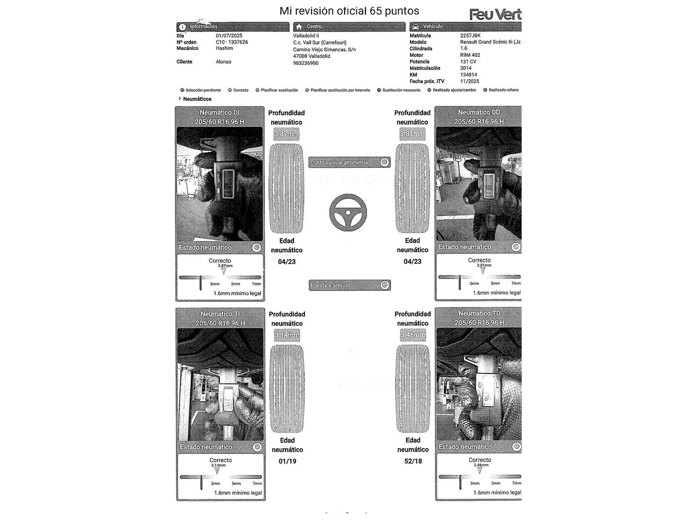 Foto del mantenimiento del Renault Grand Scénic Renault Grand Scenic Limited Energy dCi (130 CV) 7 Plazas