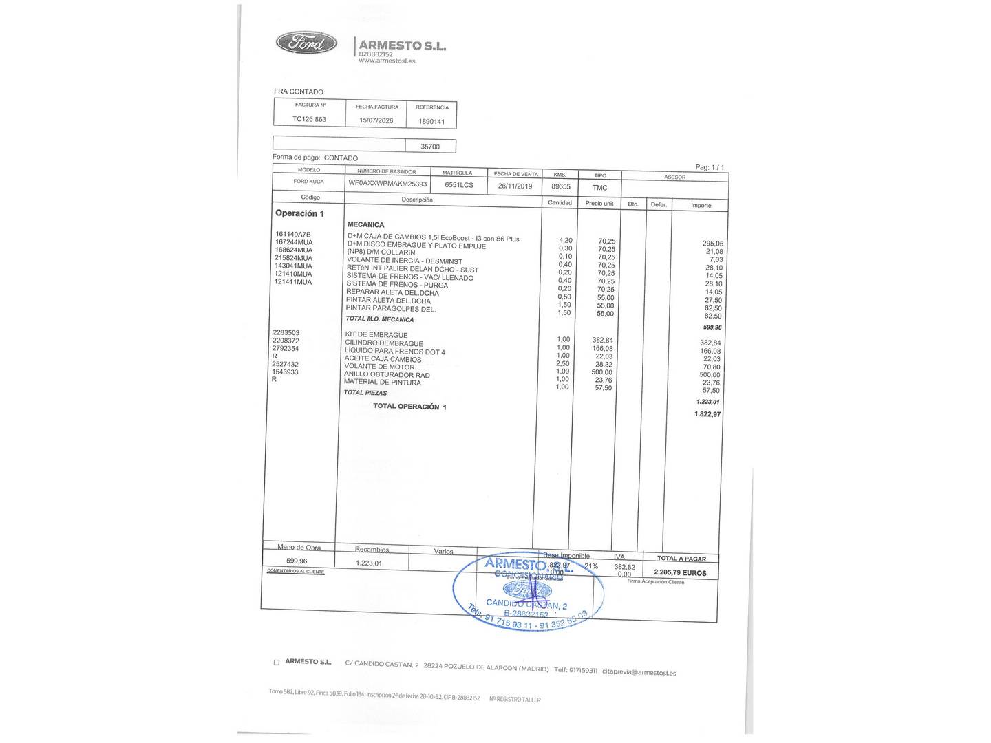 Foto del mantenimiento del Ford Kuga Ford Kuga 1.5 EcoBoost Trend+ 4x2 (150 CV)