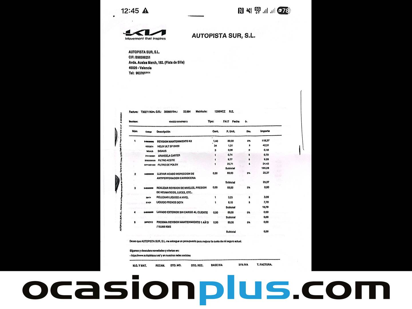 Foto del mantenimiento del KIA Sportage KIA Sportage 1.6 T-GDi MHEV Tech 4x2 (150 CV)