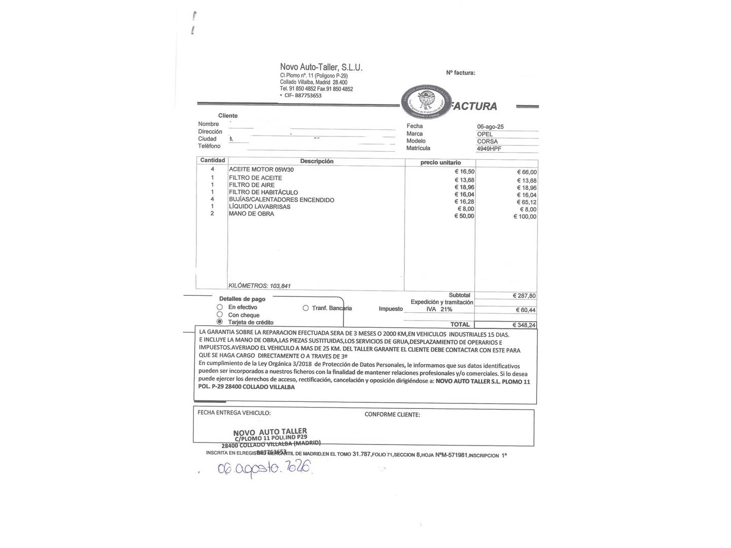 Foto del mantenimiento del Opel Corsa Opel Corsa 1.2 S&S Selective (85 CV)