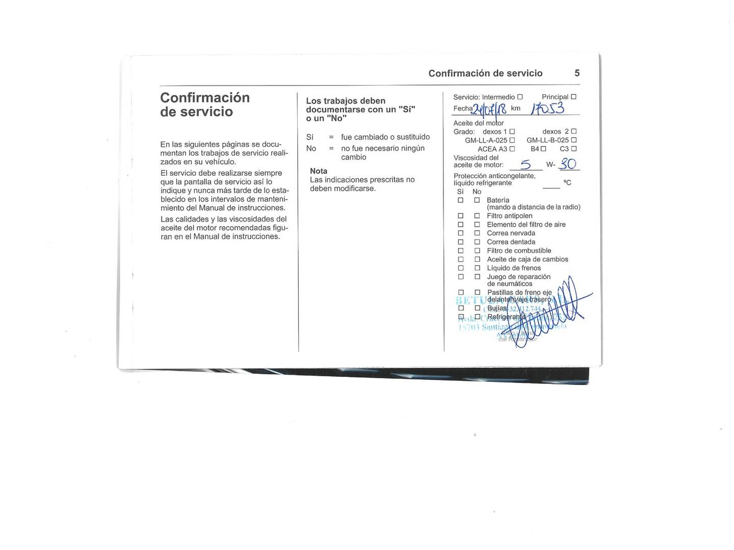 Foto del mantenimiento del Opel Astra Opel Astra 1.6 CDTi Dynamic (110 CV)