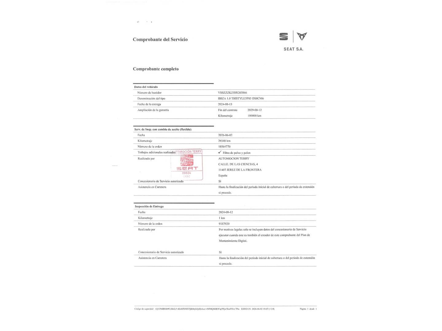 Foto del mantenimiento del Seat Ibiza Seat Ibiza 1.0 TSI Style XL (115 CV)