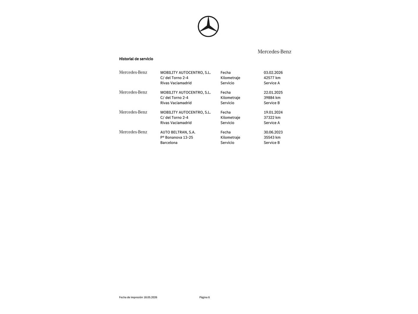 Foto del mantenimiento del Mercedes GLA Mercedes GLA GLA 180 (136 CV) Pack AMG