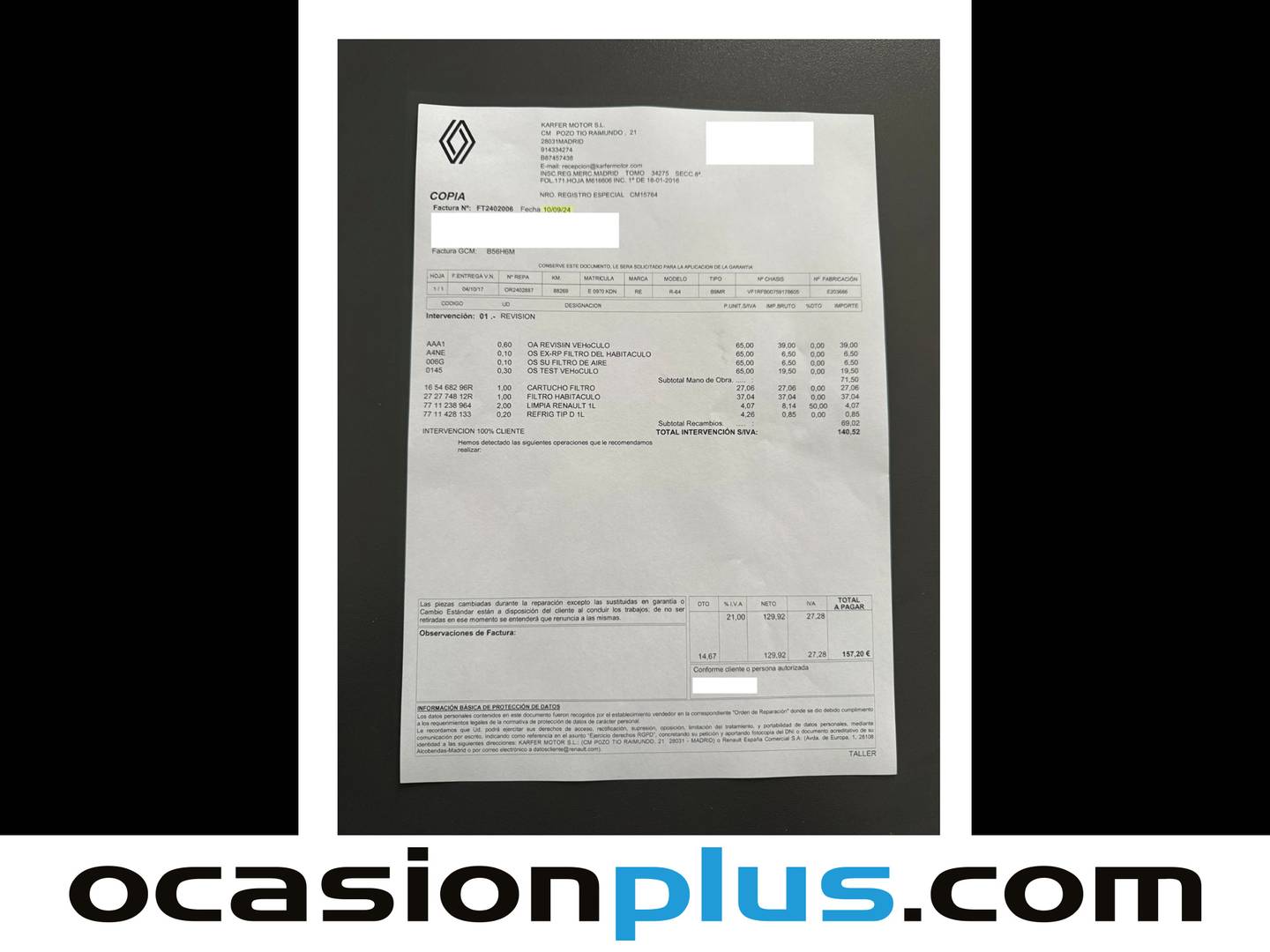 Foto del mantenimiento del Renault Mégane Renault Megane GT Line Energy TCe (130CV)