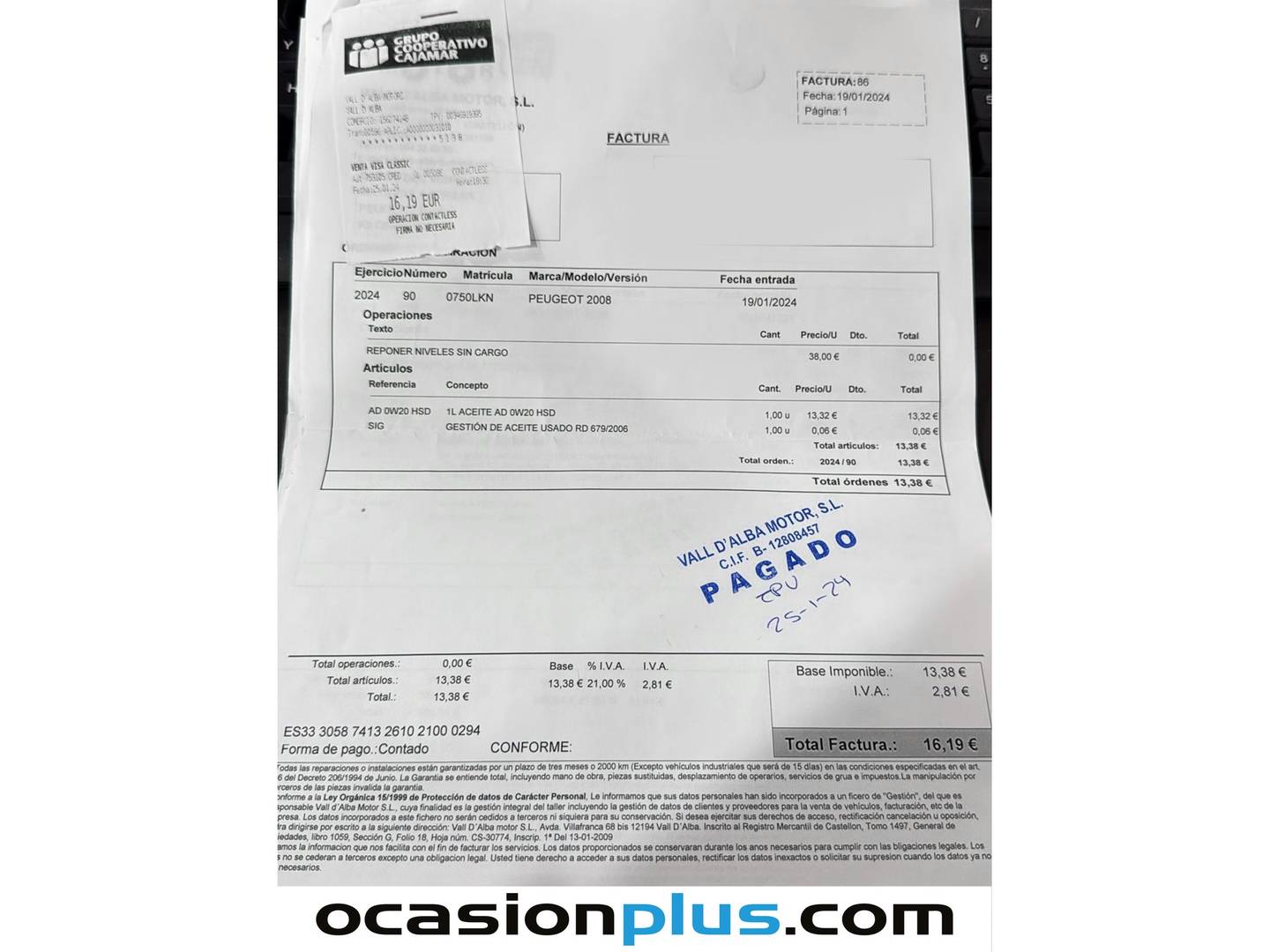 Foto del mantenimiento del Peugeot 2008 Peugeot 2008 PureTech 100 S&S Allure (100 CV)