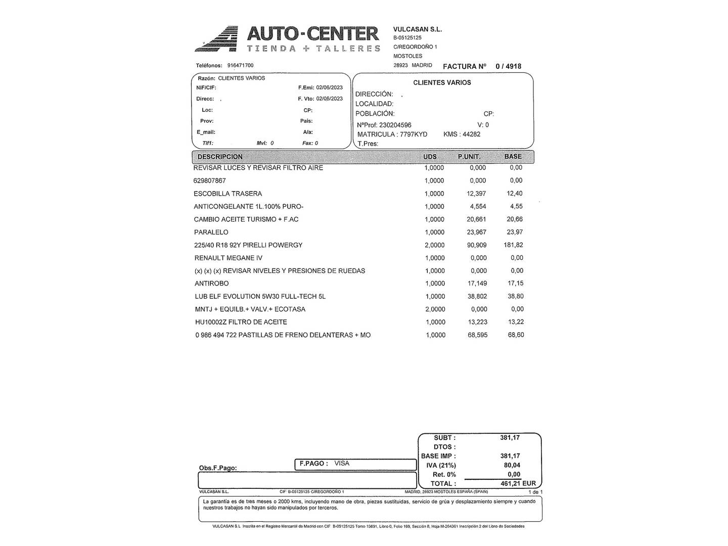Foto del mantenimiento del Renault Mégane Renault Megane GT Line TCe GPF (160 CV) EDC