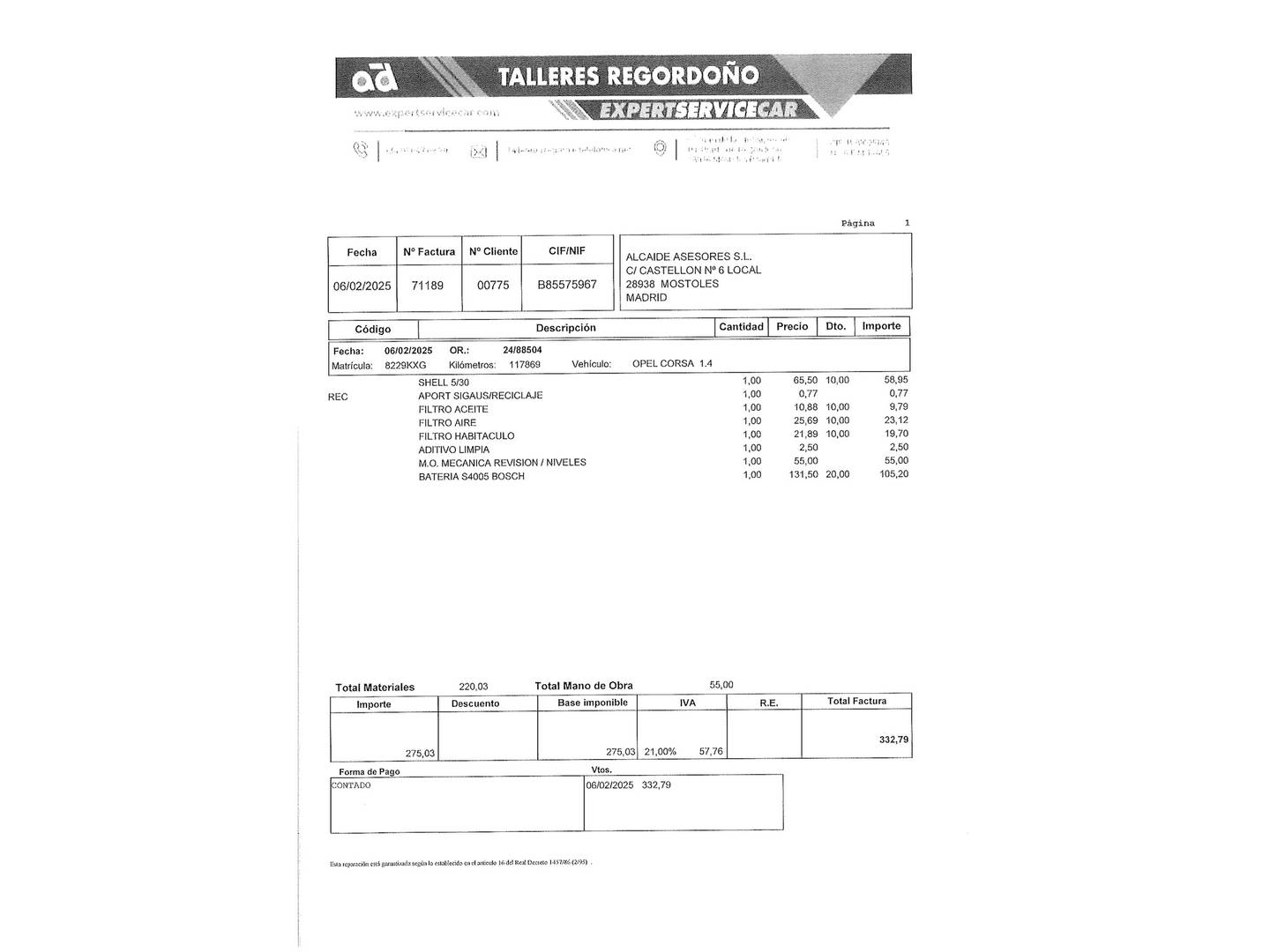 Foto del mantenimiento del Opel Corsa Opel Corsa Corsa 1.4 GLP Design Line (90 CV)