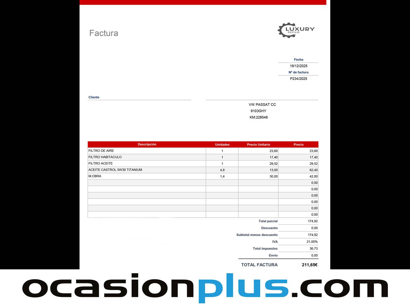 Foto del mantenimiento del Volkswagen Passat CC Volkswagen CC 1.8 TSI (160 CV)