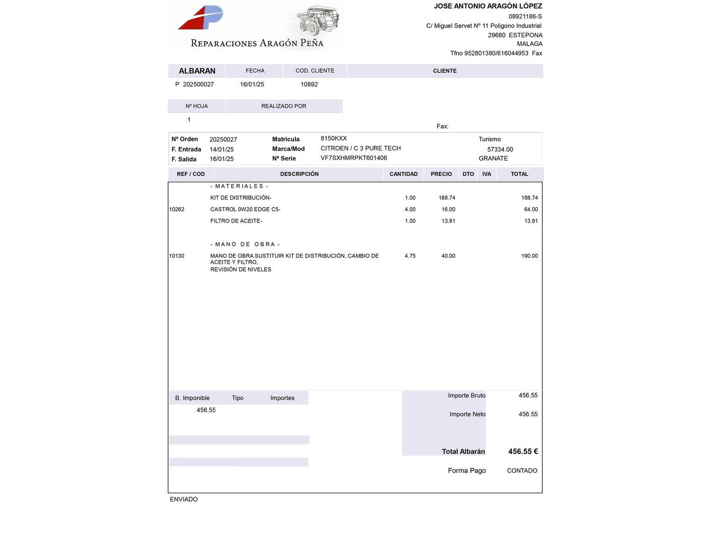 Foto del mantenimiento del Citroën C3 Citroën C3 PureTech 82 Feel (83 CV)