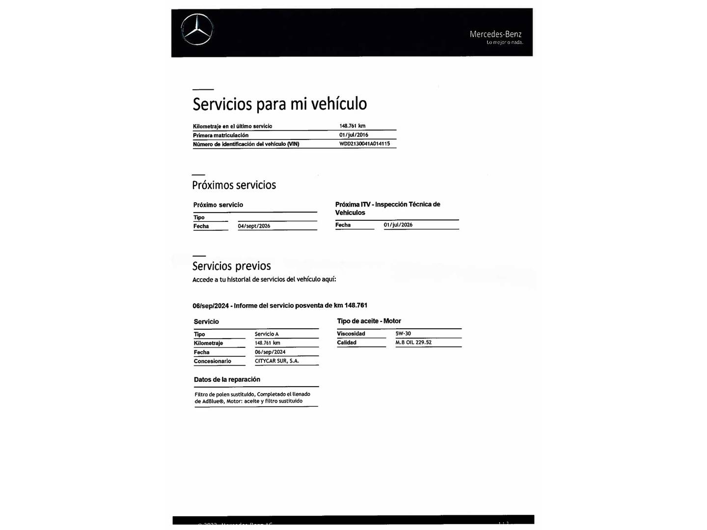 Foto del mantenimiento del Mercedes Clase E Mercedes-Benz Clase E E 220 d (194 CV) Pack AMG