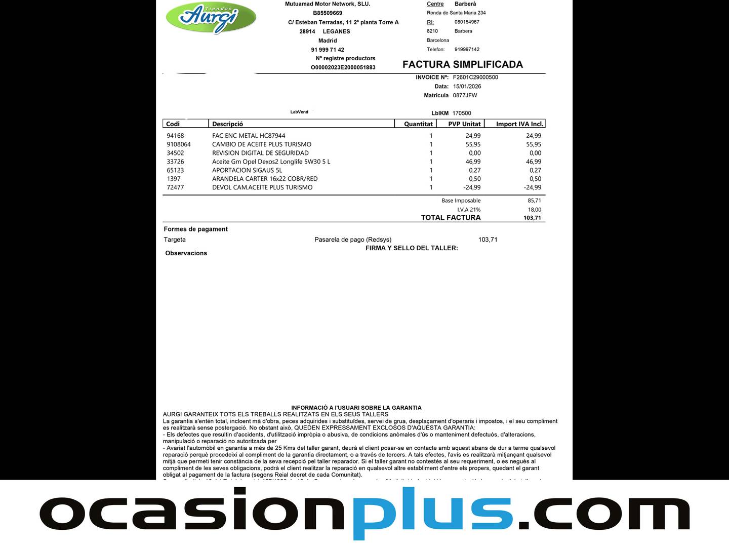 Foto del mantenimiento del Opel Astra Opel Astra 1.6 CDTi S&S Selective (110 CV)