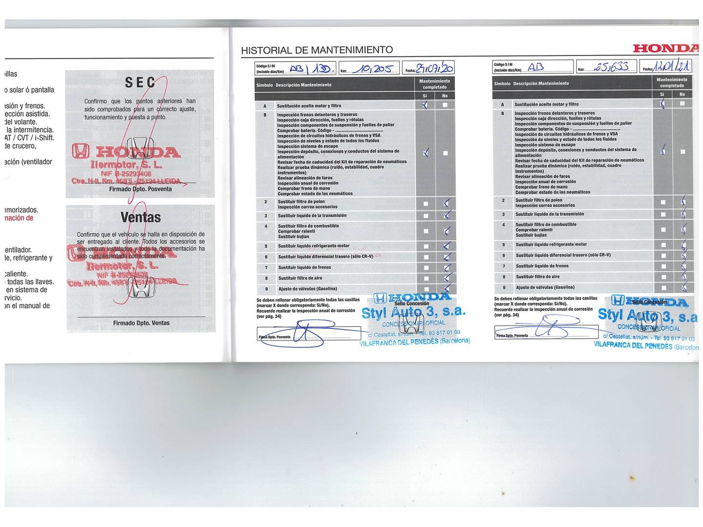 Foto del mantenimiento del Honda Civic Honda Civic 1.0 I-VTEC TURBO Elegance 95 kW (129 CV)