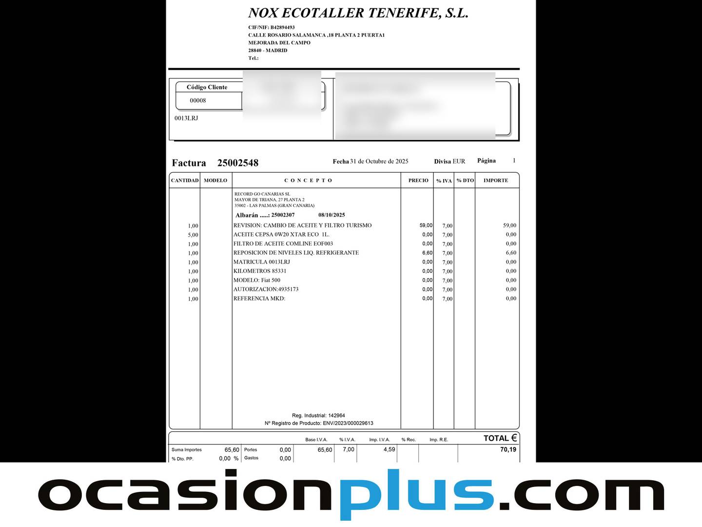Foto del mantenimiento del Fiat 500 Fiat 500 1.0 Hybrid Dolcevita (70 CV)
