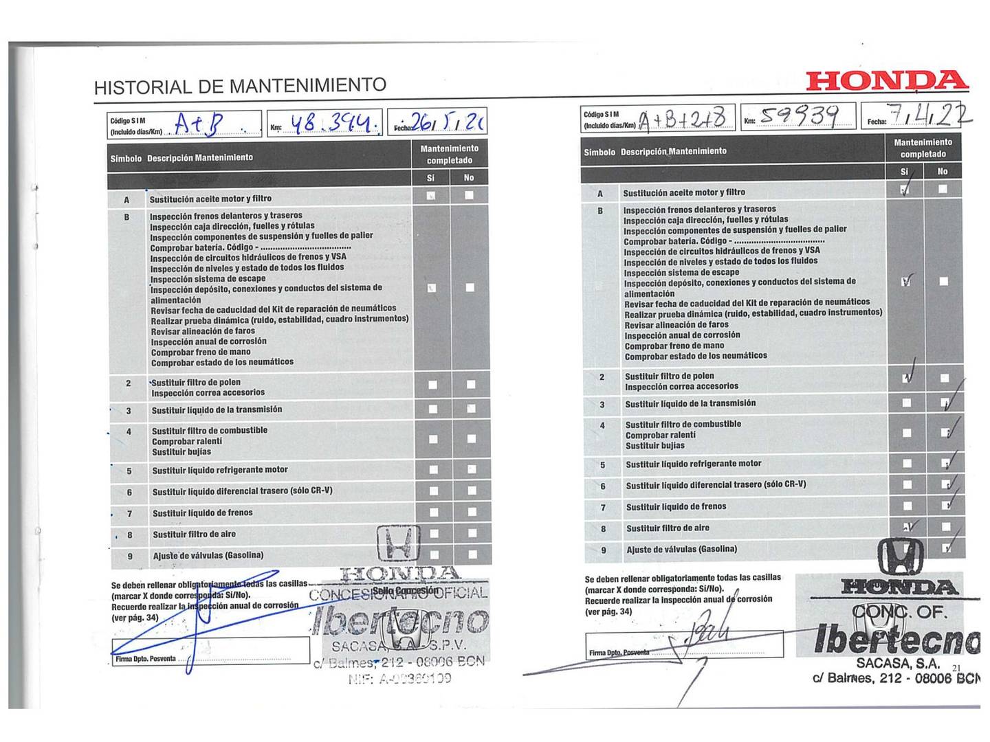 Foto del mantenimiento del Honda HR-V Honda HR-V 1.5 i-VTEC Executive (130 CV)