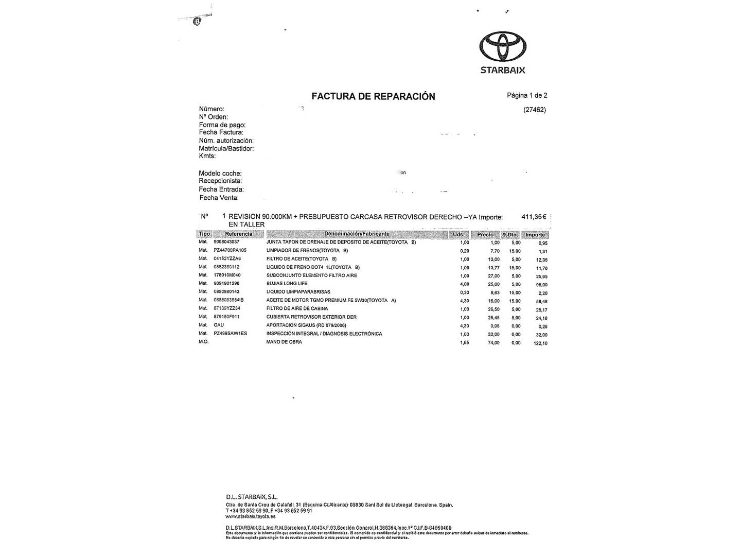 Foto del mantenimiento del Toyota C-HR Toyota C-HR 1.8 125H Launch Edition (122 CV)