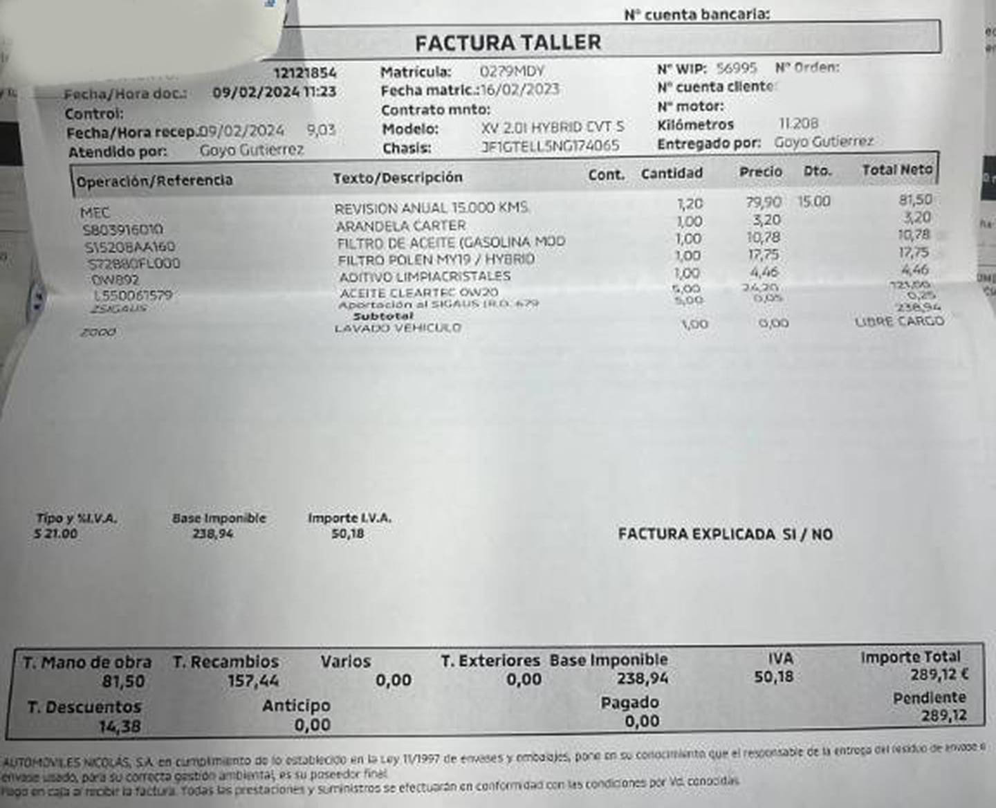 Foto Subaru XV Subaru XV 2.0i Hybrid Sport Plus CVT (150 CV) 4x4