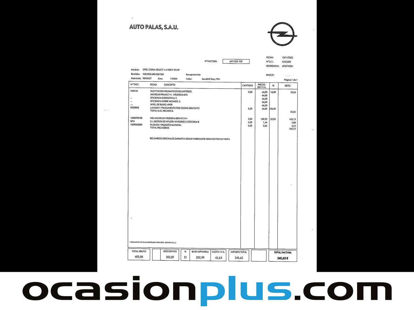 Foto del mantenimiento del Opel Corsa Opel Corsa 1.4 Selective (100 CV)