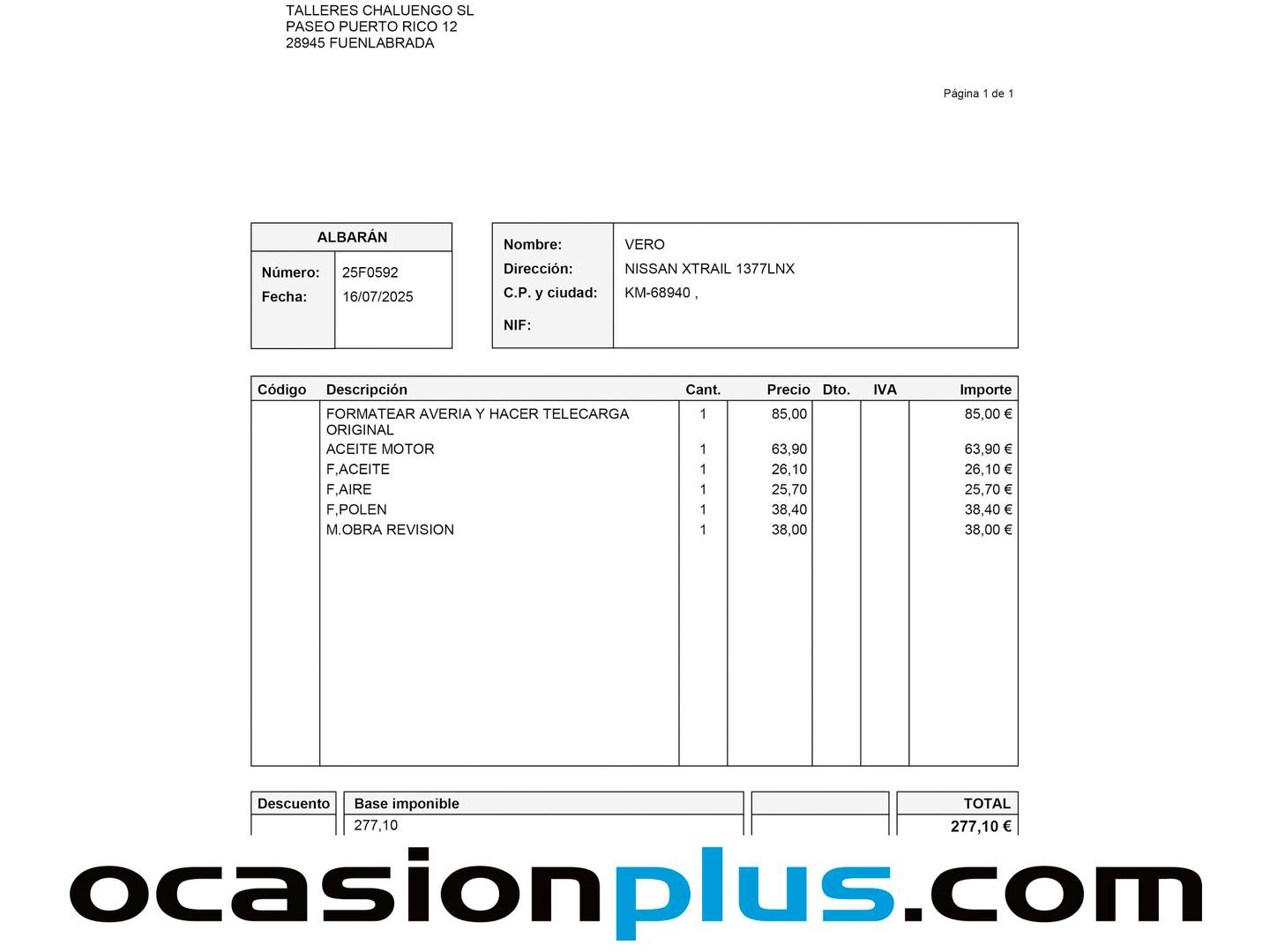 Foto del mantenimiento del Nissan X-TRAIL Nissan X-Trail DIG-T 160 N-Desing DCT (160 CV)