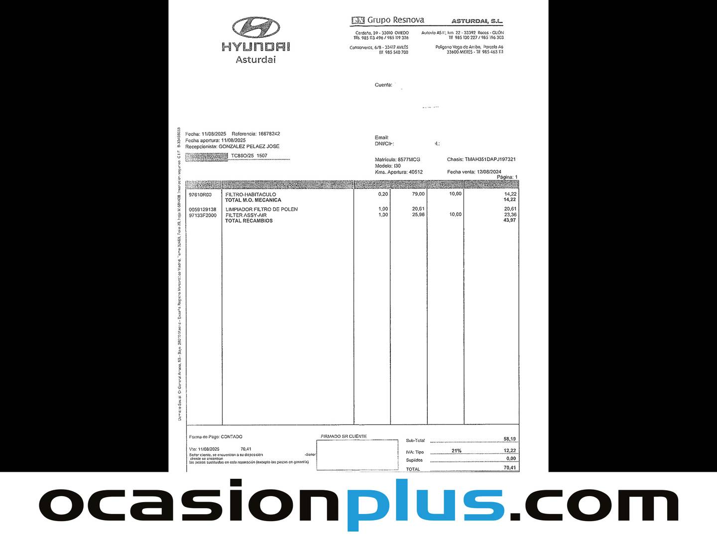 Foto del mantenimiento del Hyundai i30 Hyundai i30 1.5 TGDI 48V N-Line (160 CV)