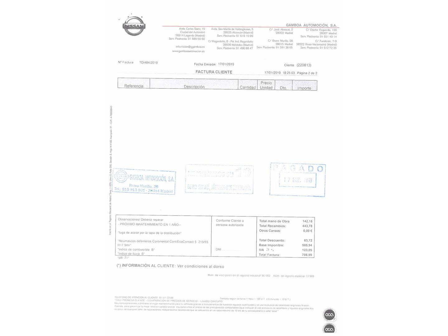 Foto del mantenimiento del Nissan JUKE Nissan Juke 1.6 N-Connecta 4x2 XTronic (117 CV)