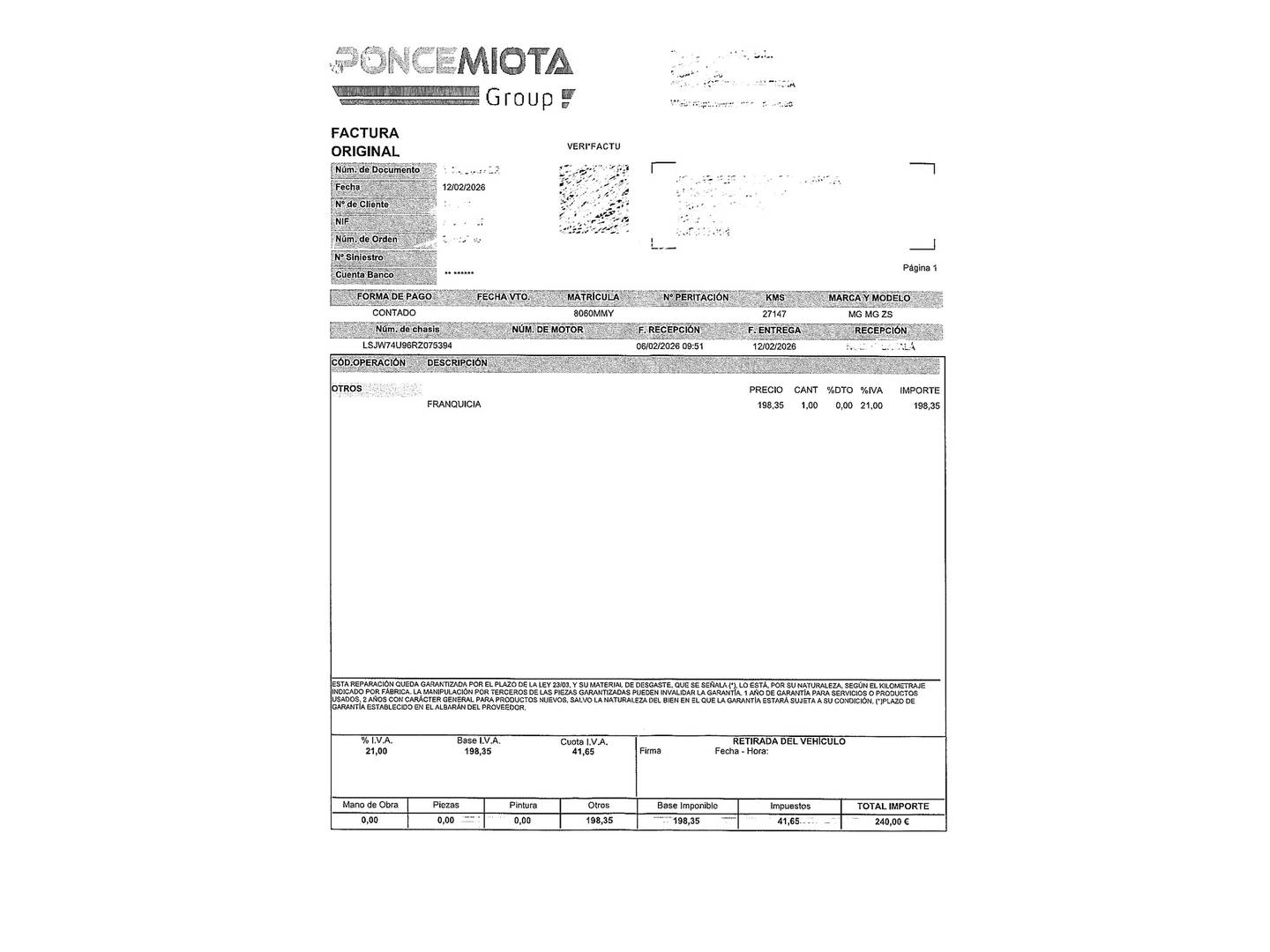 Foto del mantenimiento del MG ZS MG ZS 1.5 Luxury (106 CV)