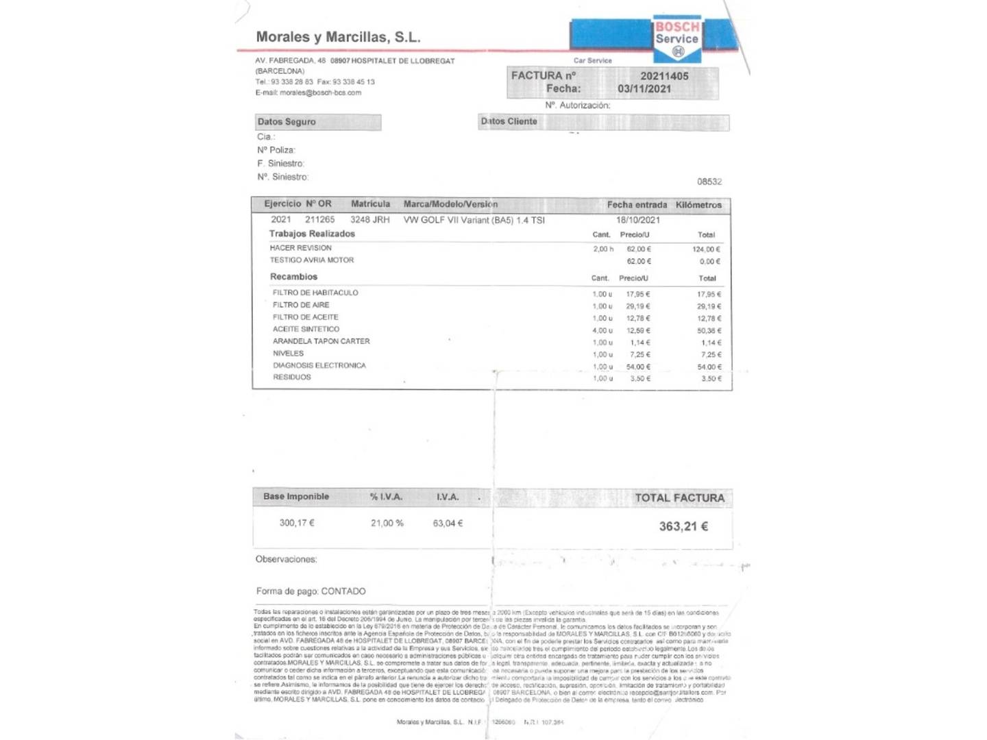 Foto del mantenimiento del Volkswagen Golf Volkswagen Golf Sport 1.4 TSI BMT ACT Tech (150 CV) DSG Pack R-Line