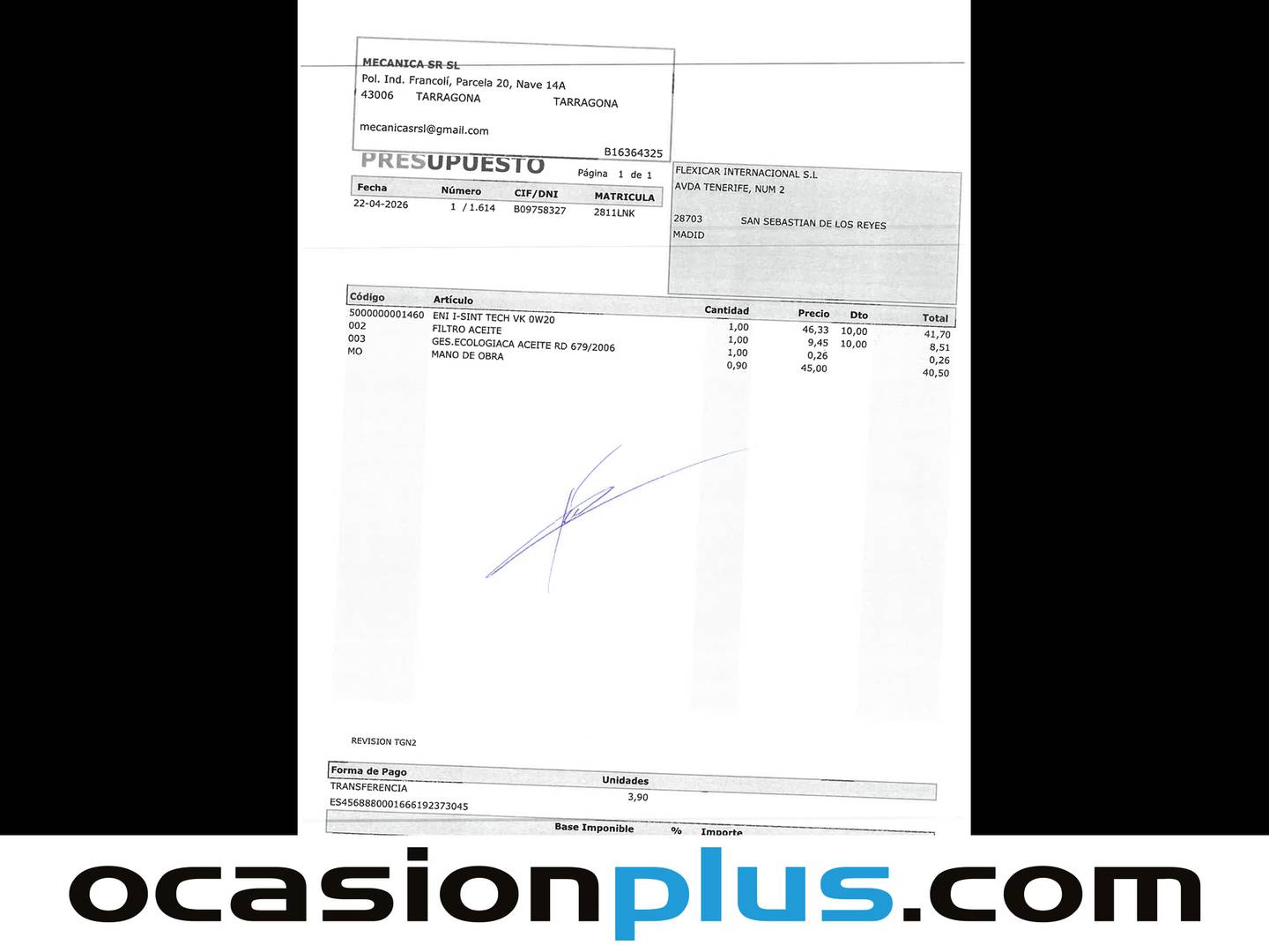 Foto del mantenimiento del Cupra Formentor Cupra Formentor 1.4 e-Hybrid VZ DSG (245 CV)