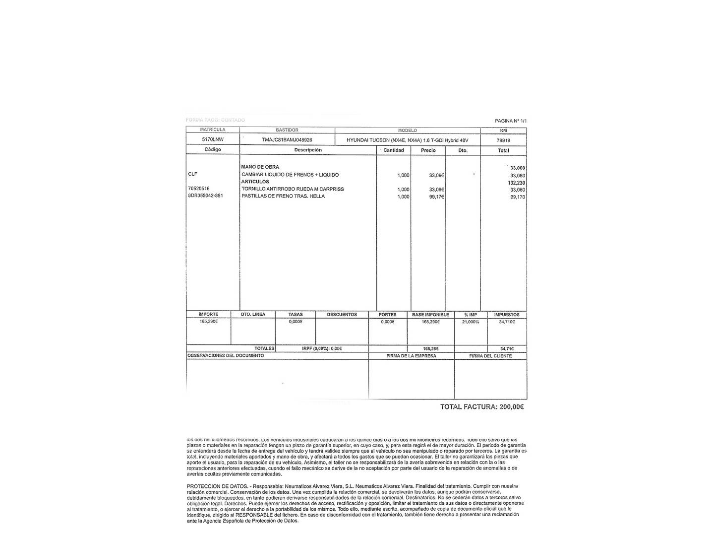 Foto del mantenimiento del Hyundai Tucson Hyundai Tucson 1.6 TGDI 48V Maxx Sky (150 CV)