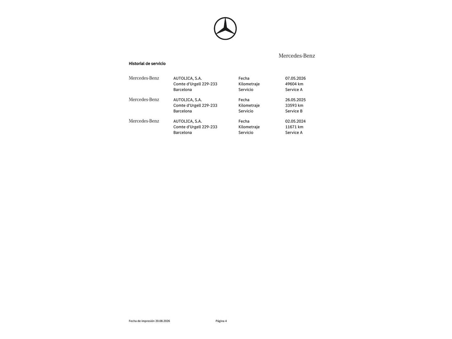Foto del mantenimiento del Mercedes GLA Mercedes GLA 200 (163 CV) Pack AMG