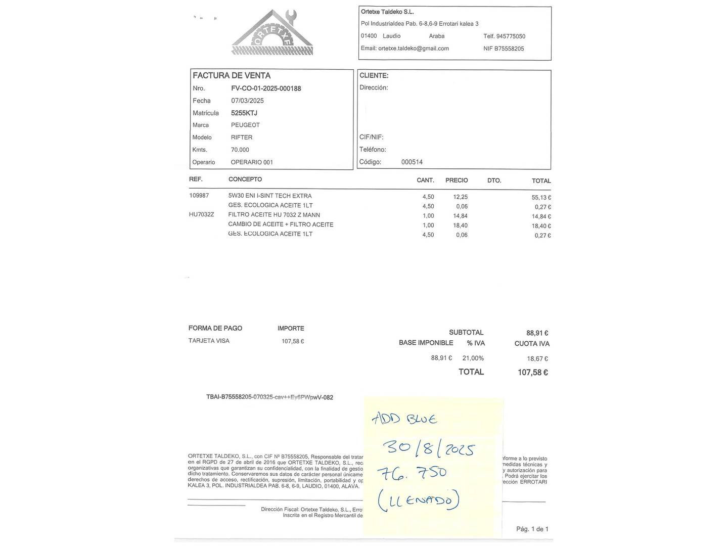 Foto Peugeot Rifter Peugeot Rifter BlueHDi 100 S&S Allure Standard (100 CV)