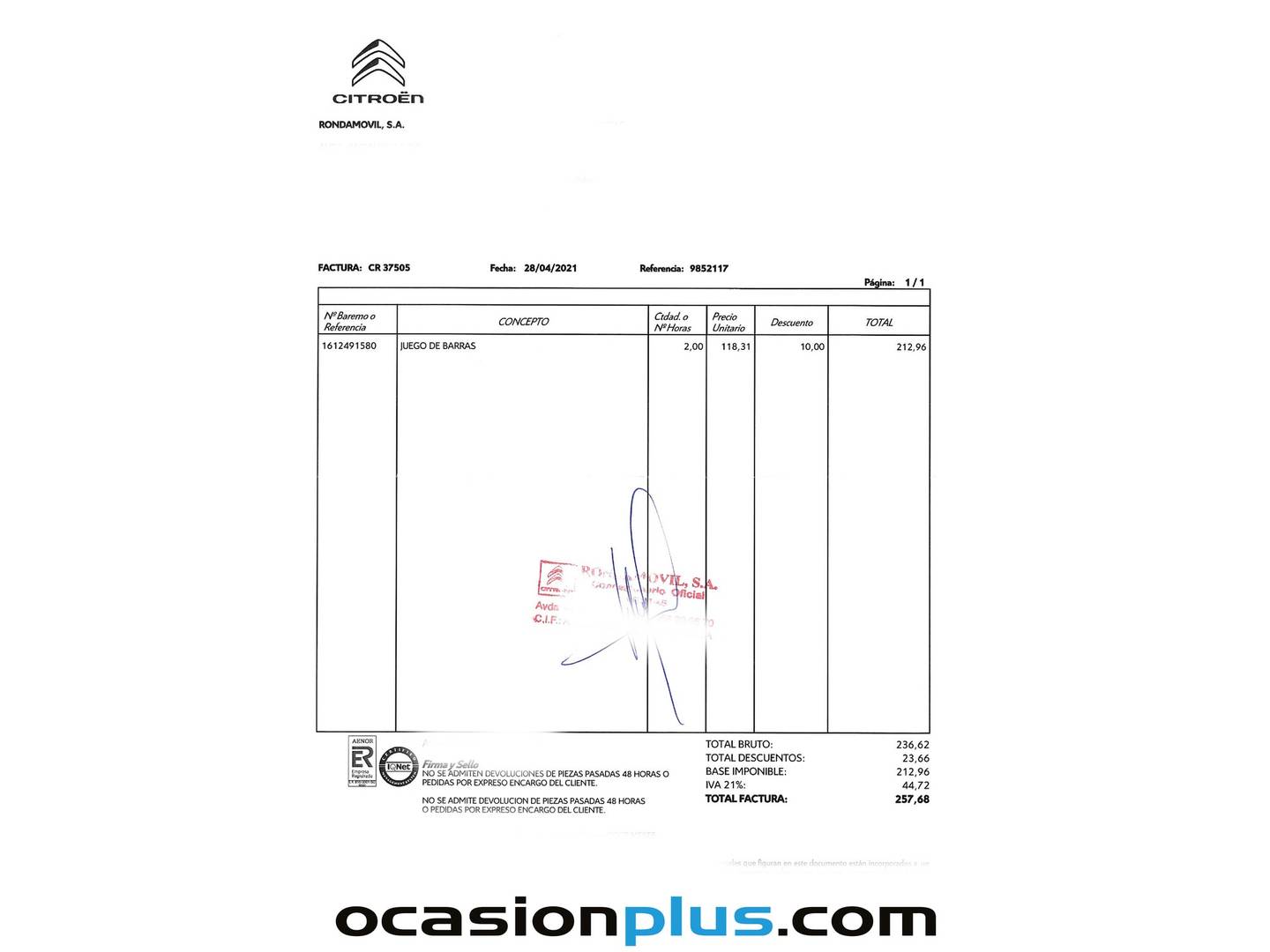 Foto del mantenimiento del Citroën Spacetourer Citroën Spacetourer BlueHDi 120 Talla M Business (120 CV) 8 Plazas