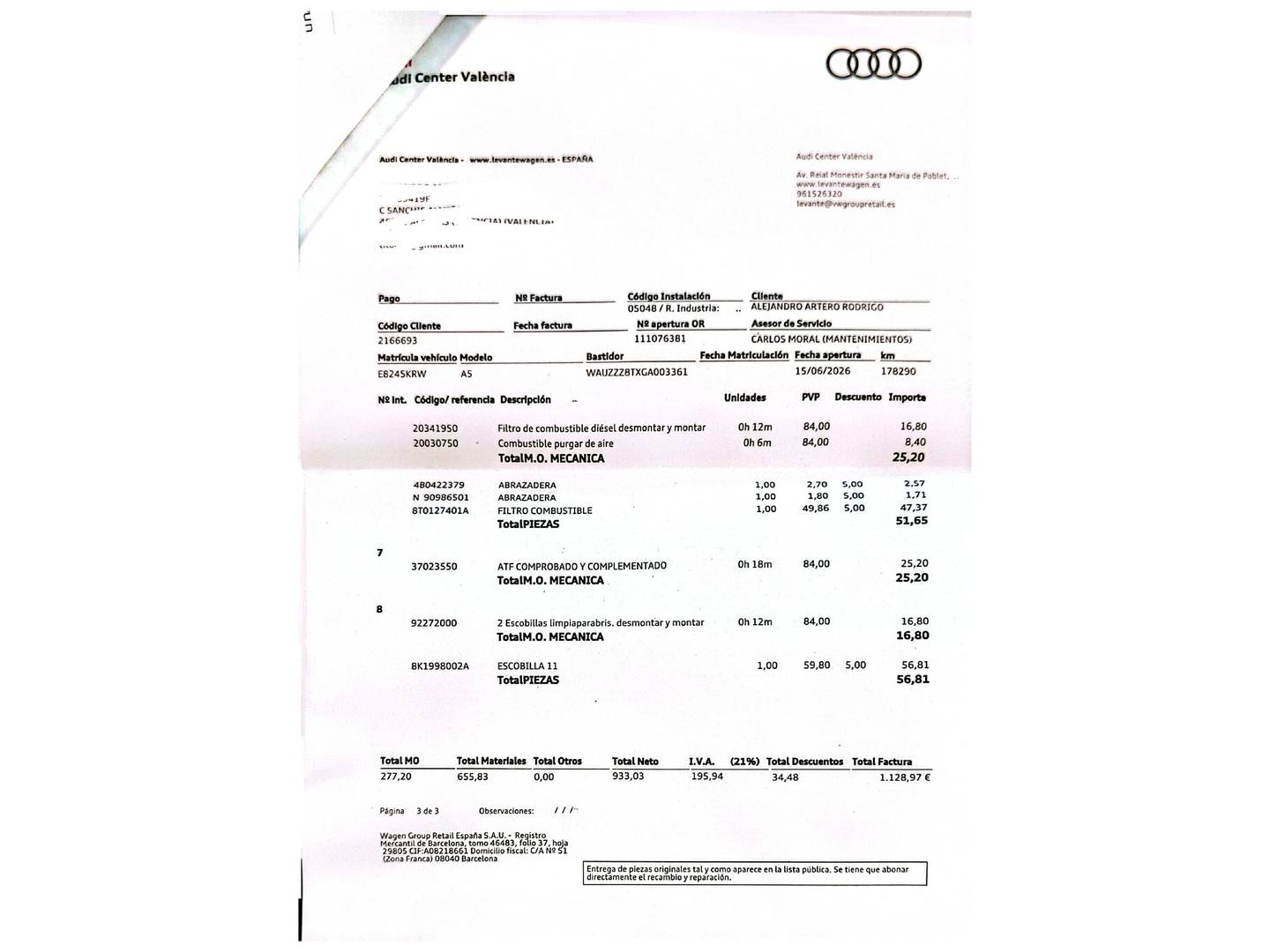 Foto del mantenimiento del Audi A5 Audi A5 Sportback 2.0 TDI clean diesel (190 CV) multitronic