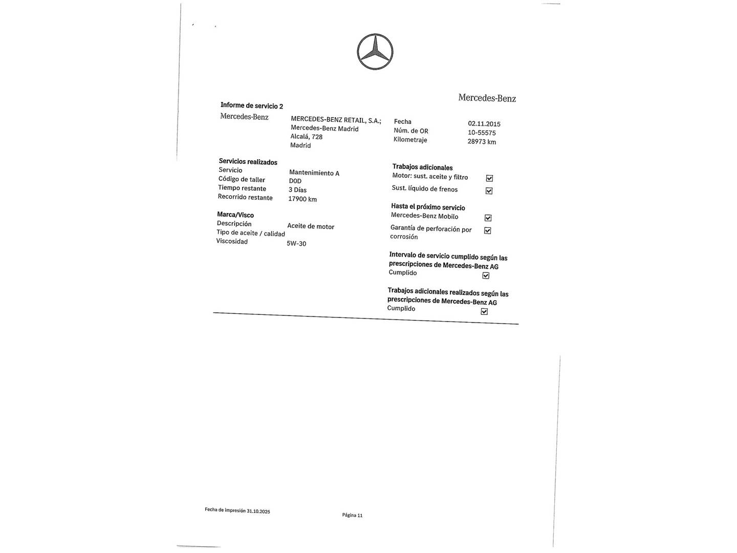 Foto del mantenimiento del Mercedes Clase B Mercedes Clase B B 180 CDI Blue Efficiency (109 CV)