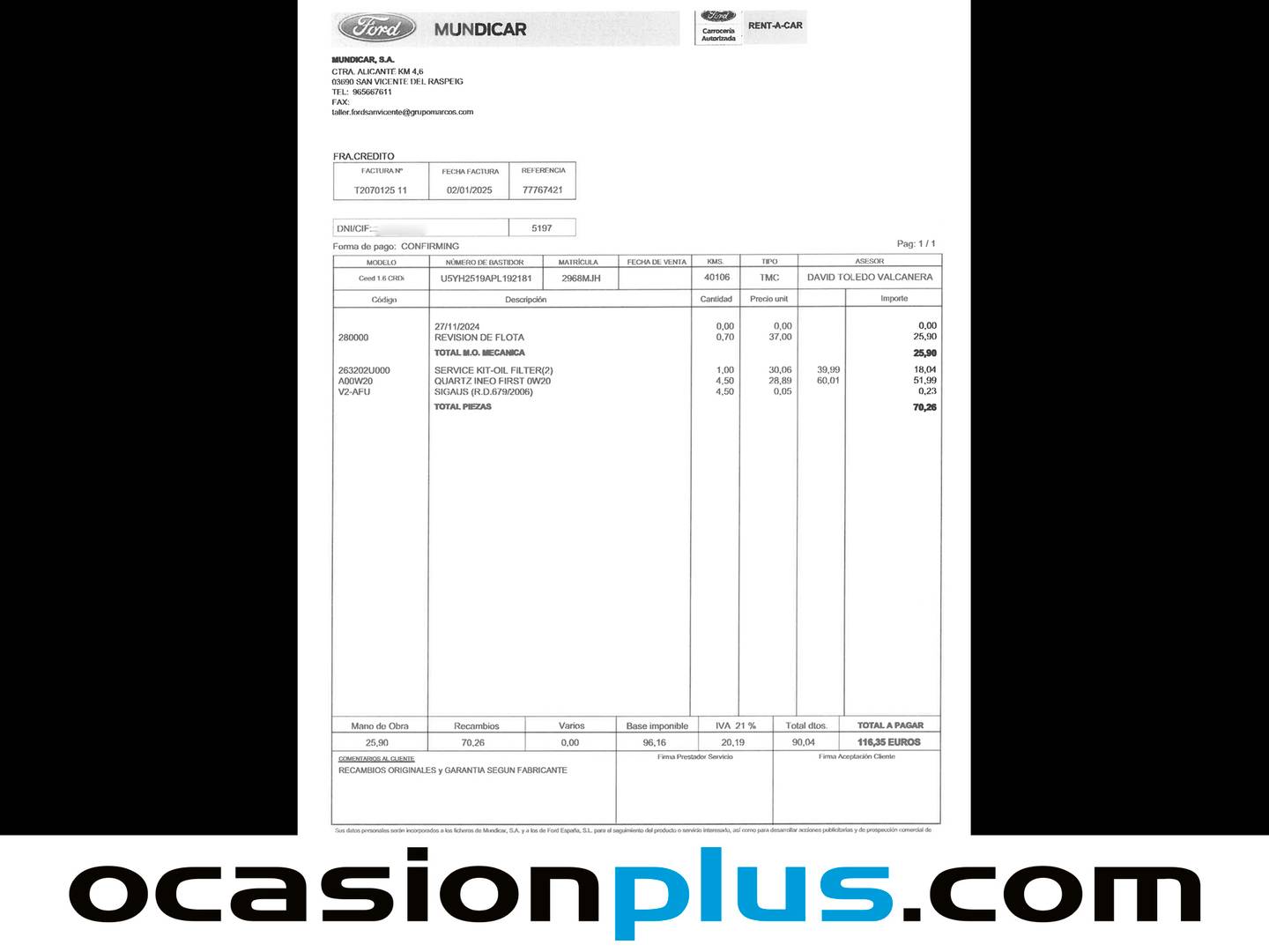 Foto del mantenimiento del KIA Ceed KIA Ceed 1.6 MHEV iMT Drive (136 CV)