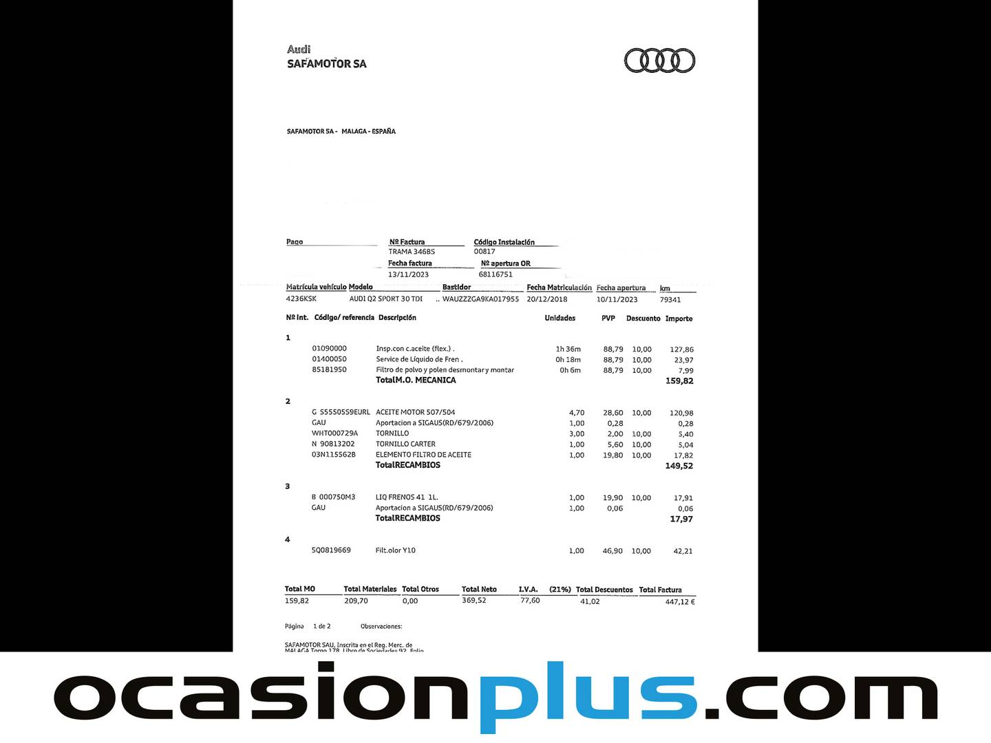 Foto del mantenimiento del Audi Q2 Audi Q2 sport 30 TDI  (116 CV) S tronic