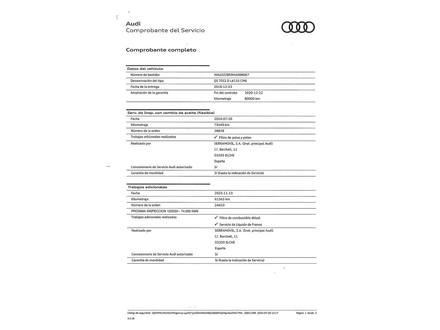 Foto del mantenimiento del Audi Q5 Audi Q5 S line edition 2.0 TDI ultra (150 CV)