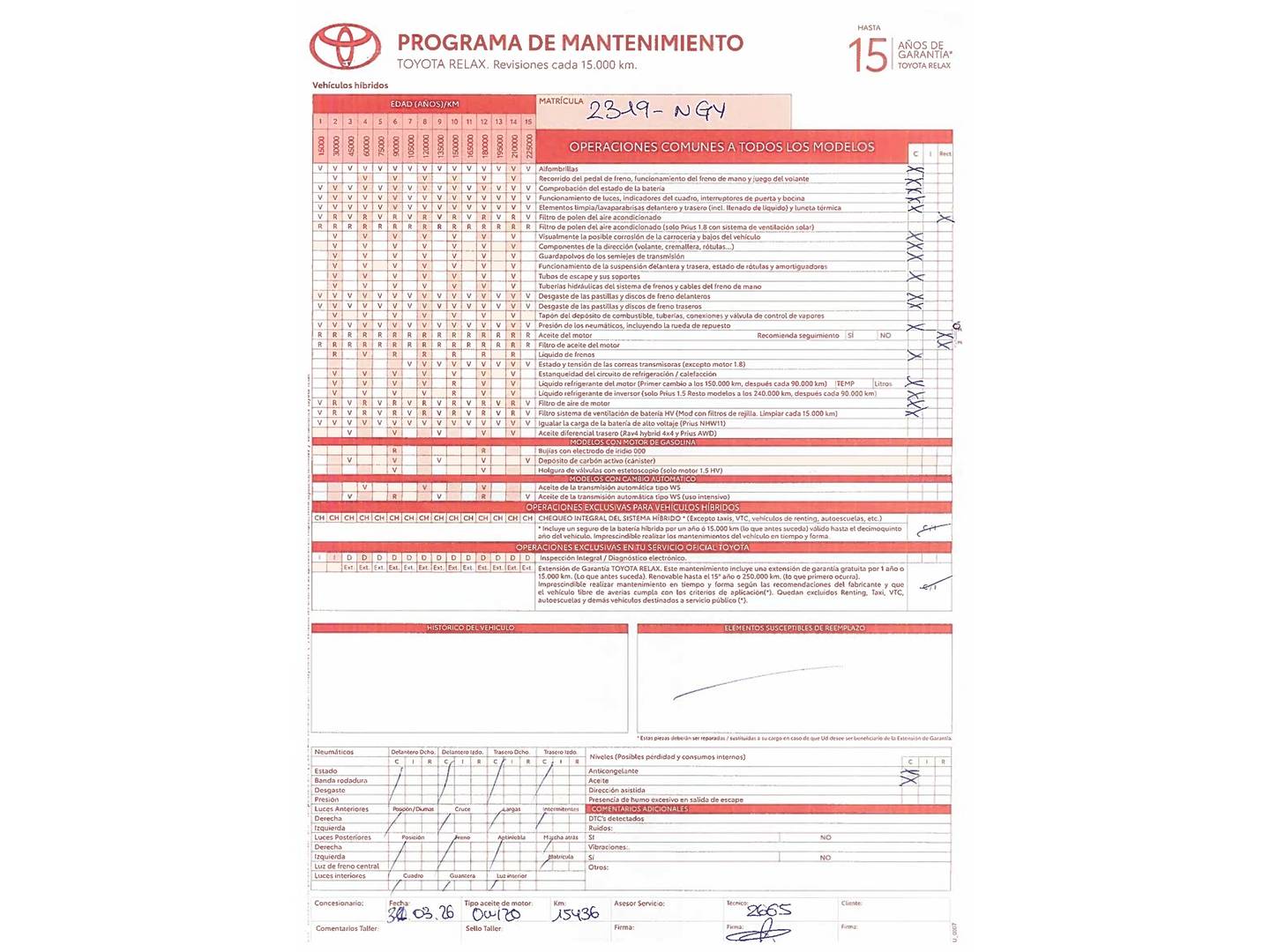 Foto del mantenimiento del Toyota C-HR Toyota C-HR 220PH Advance (223 CV)