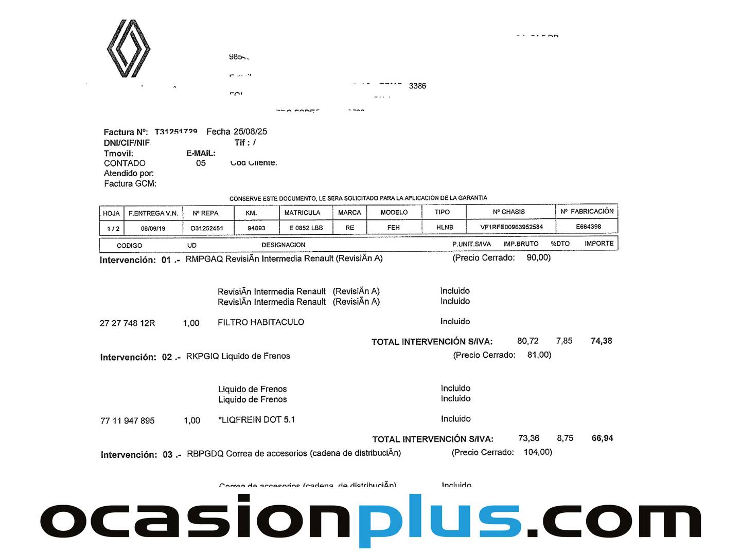 Foto del mantenimiento del Renault Kadjar Renault Kadjar Zen TCe (140 CV) EDC