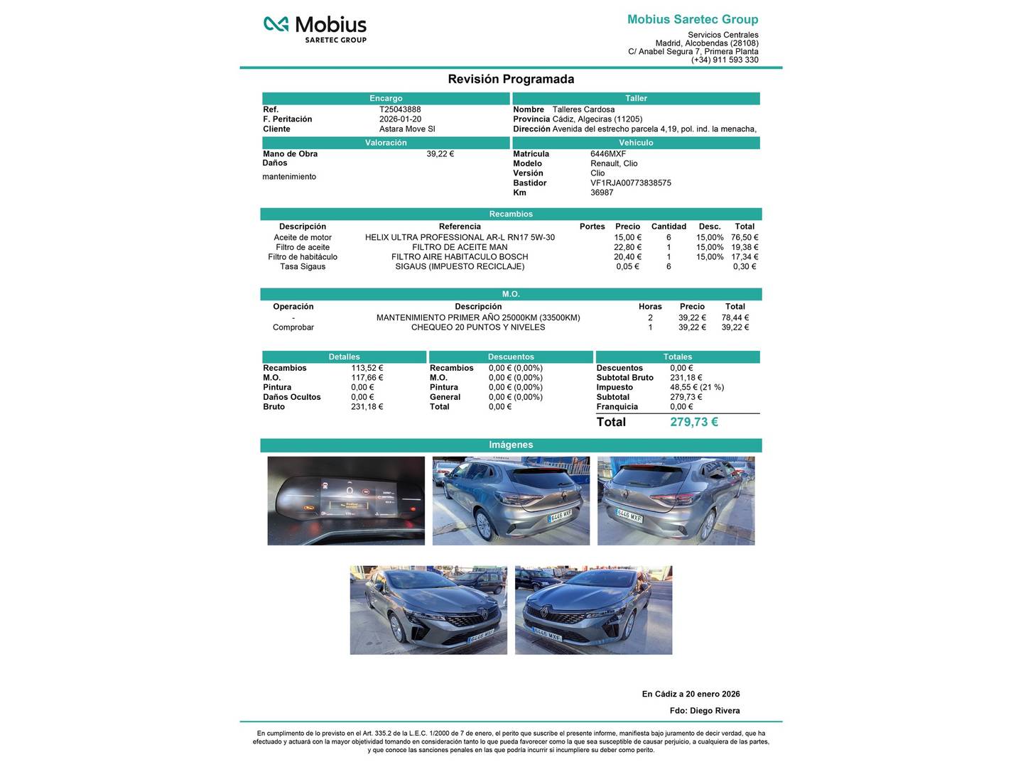 Foto del mantenimiento del Renault Clio Renault Clio Evolution dCi (100 CV)