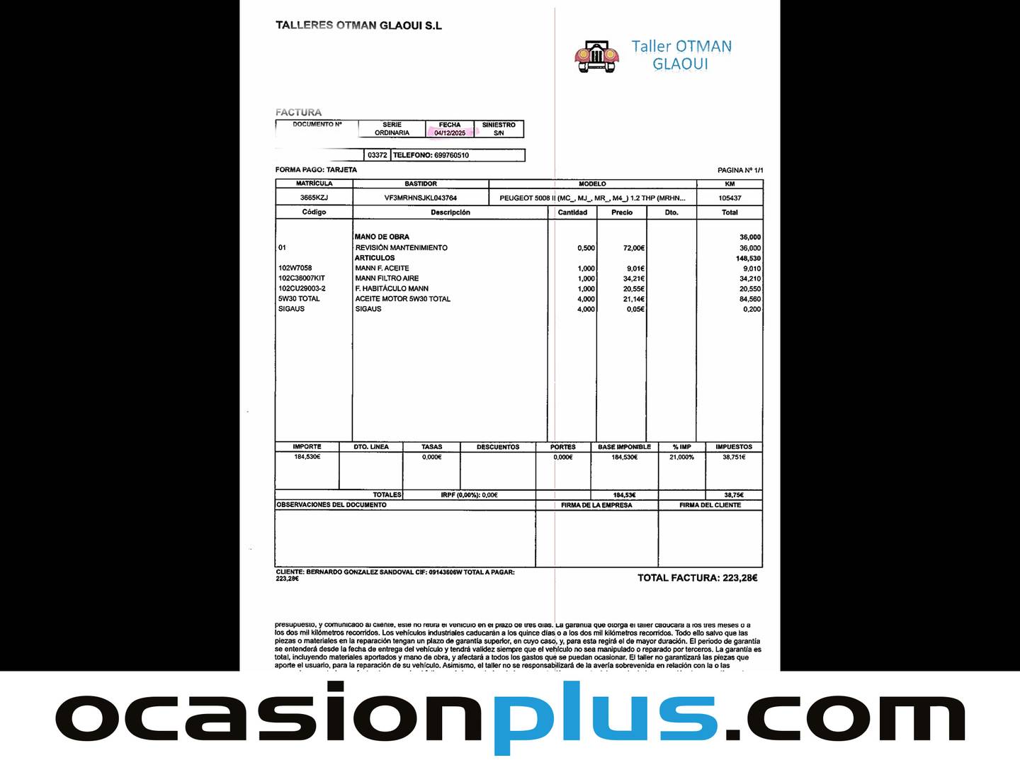 Foto del mantenimiento del Peugeot 5008 Peugeot 5008 PureTech 130 GT Line (130 CV)