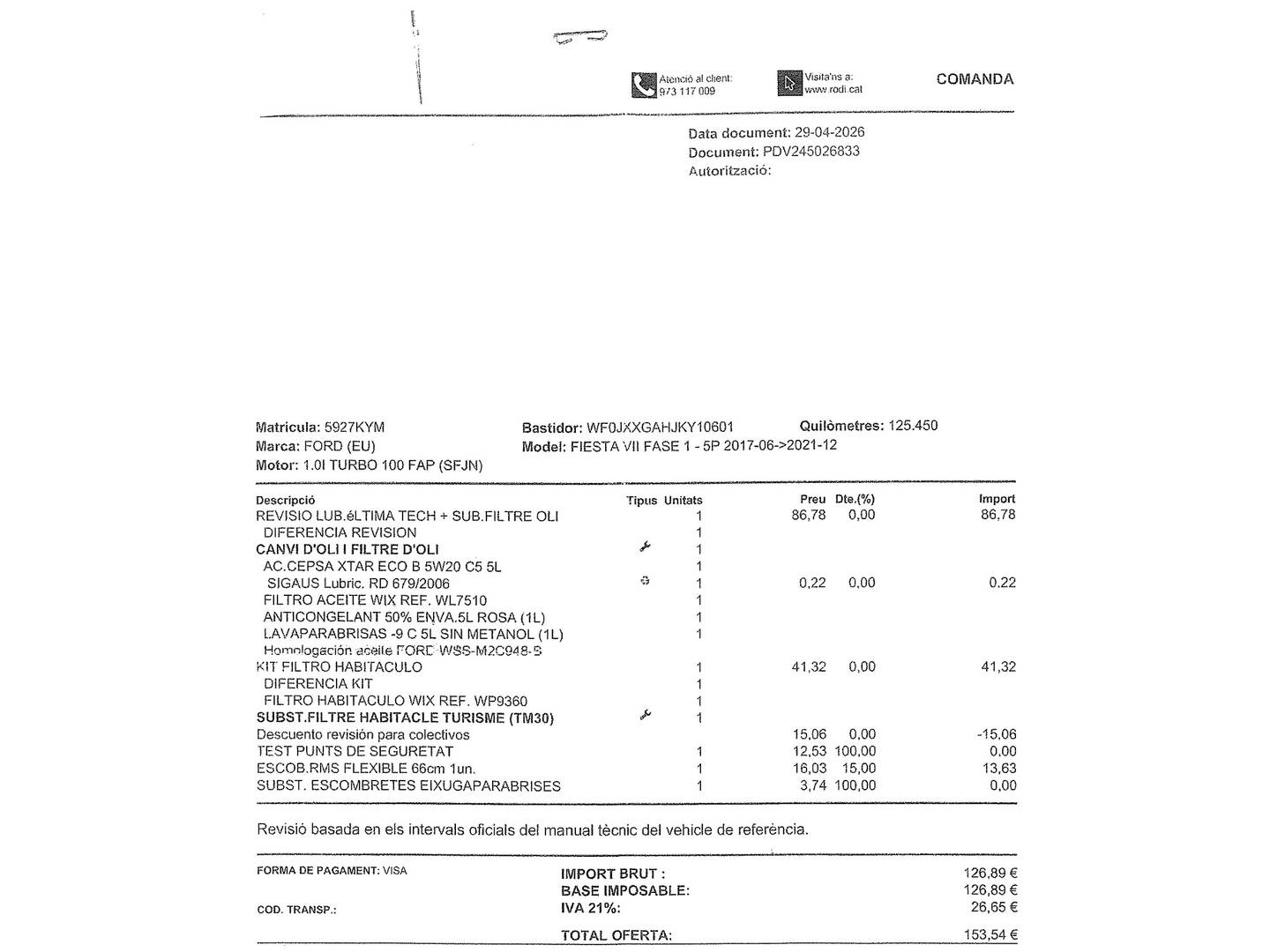 Foto del mantenimiento del Ford EcoSport Ford EcoSport 1.0T EcoBoost S&S Trend+ (125 CV)