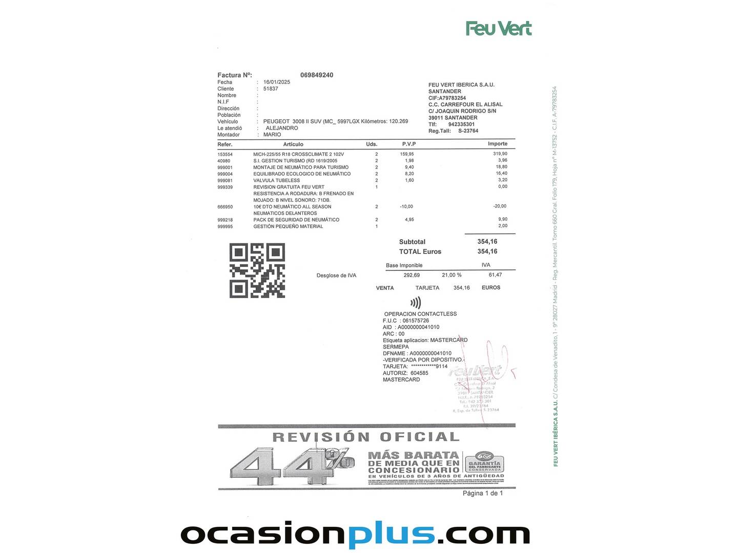 Foto del mantenimiento del Peugeot 3008 Peugeot 3008 BlueHDI 130 S&S GT Line EAT8 (130 CV)