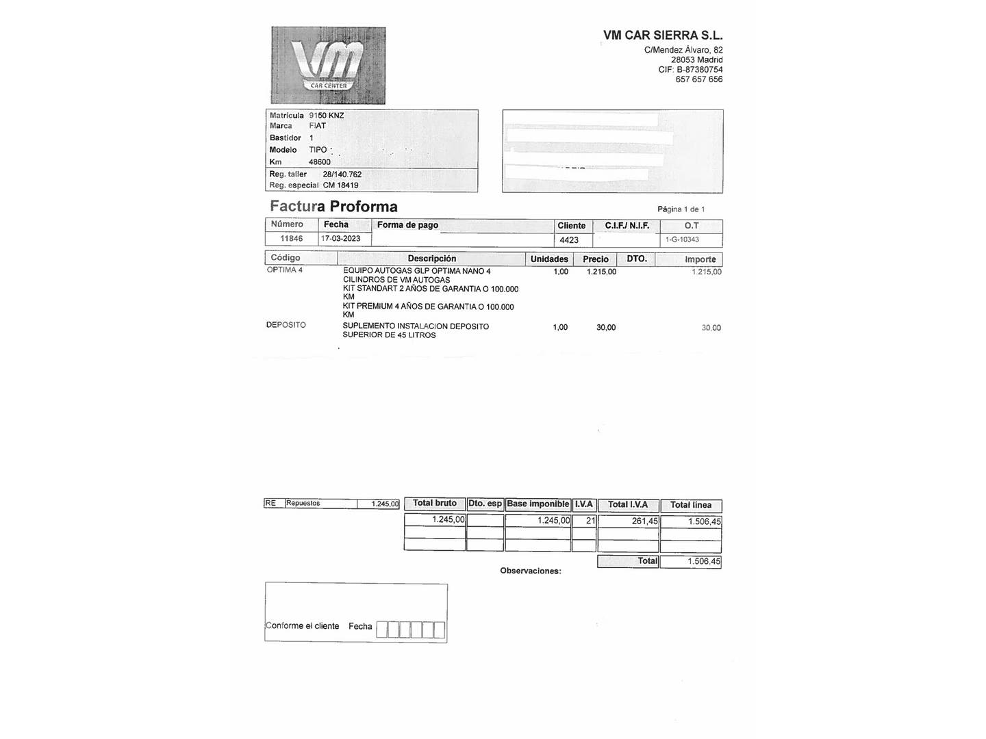 Foto del mantenimiento del Fiat Tipo Fiat Tipo 1.4 T-Jet Lounge Plus (120 CV)