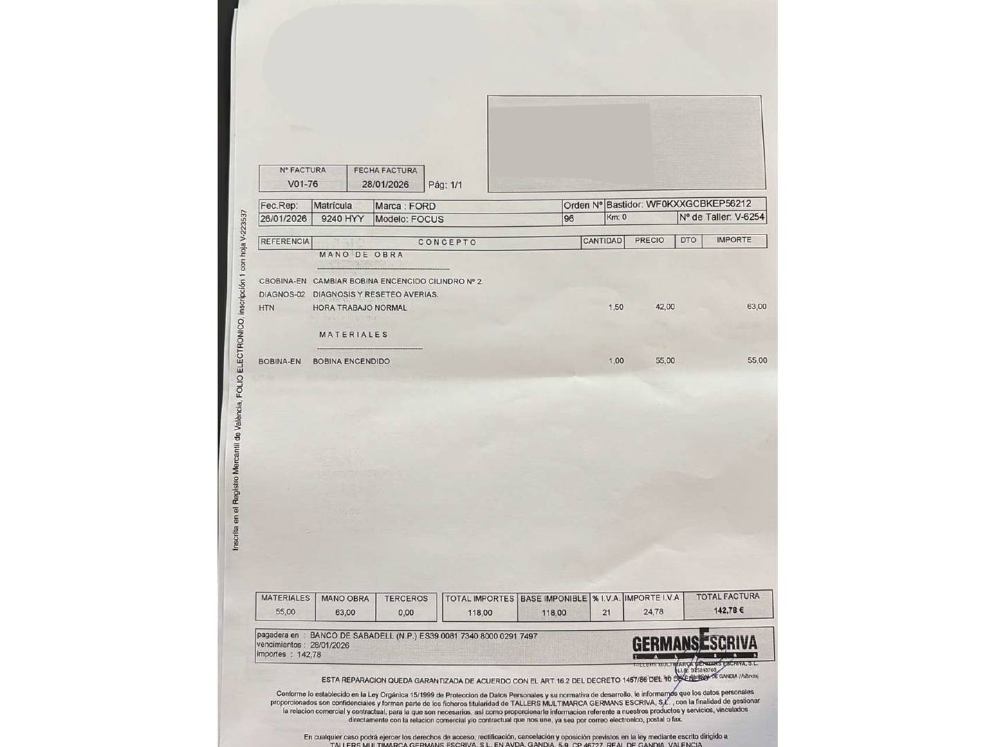 Foto del mantenimiento del Ford Focus Ford Focus 1.0 Ecoboost S&S Titanium (125 CV)