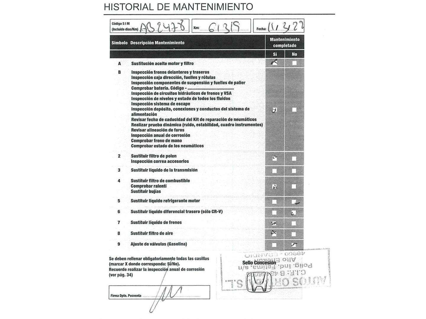 Foto del mantenimiento del Honda CR-V Honda CR-V 1.6 i-DTEC Elegance 4x2 (120 CV)