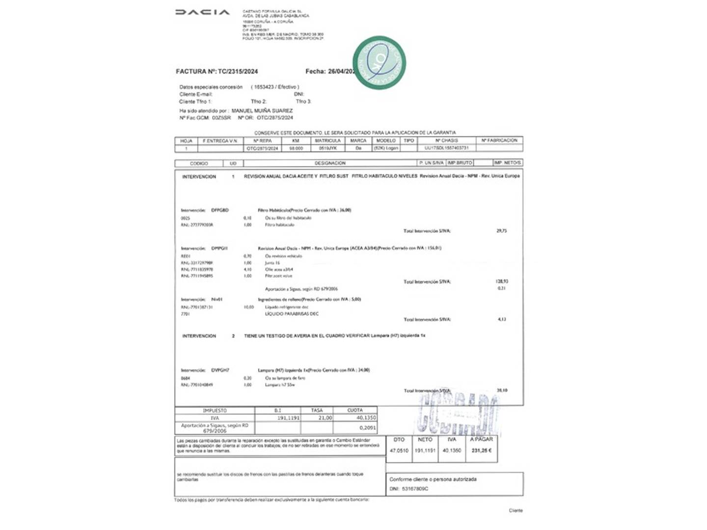 Foto Dacia Logan Dacia Logan MCV Laureate TCE (90CV)