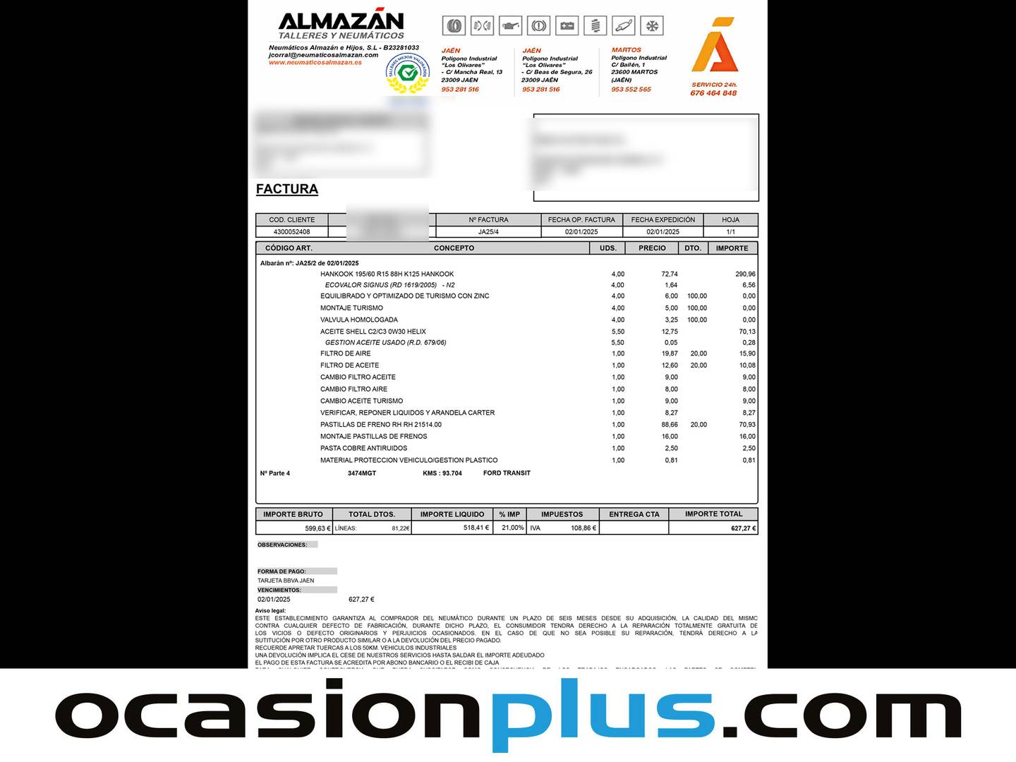 Foto del mantenimiento del Ford Transit Courier Ford Transit Courier Furgon 1.5 TDCI Trend (100 CV)