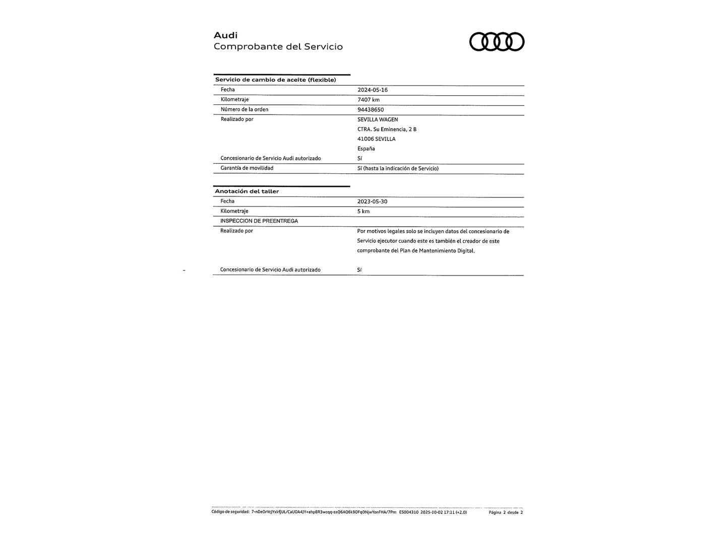 Foto del mantenimiento del Audi A1 Audi A1 Sportback Adrenalin 30 TFSI (110 CV) Pack S-Line