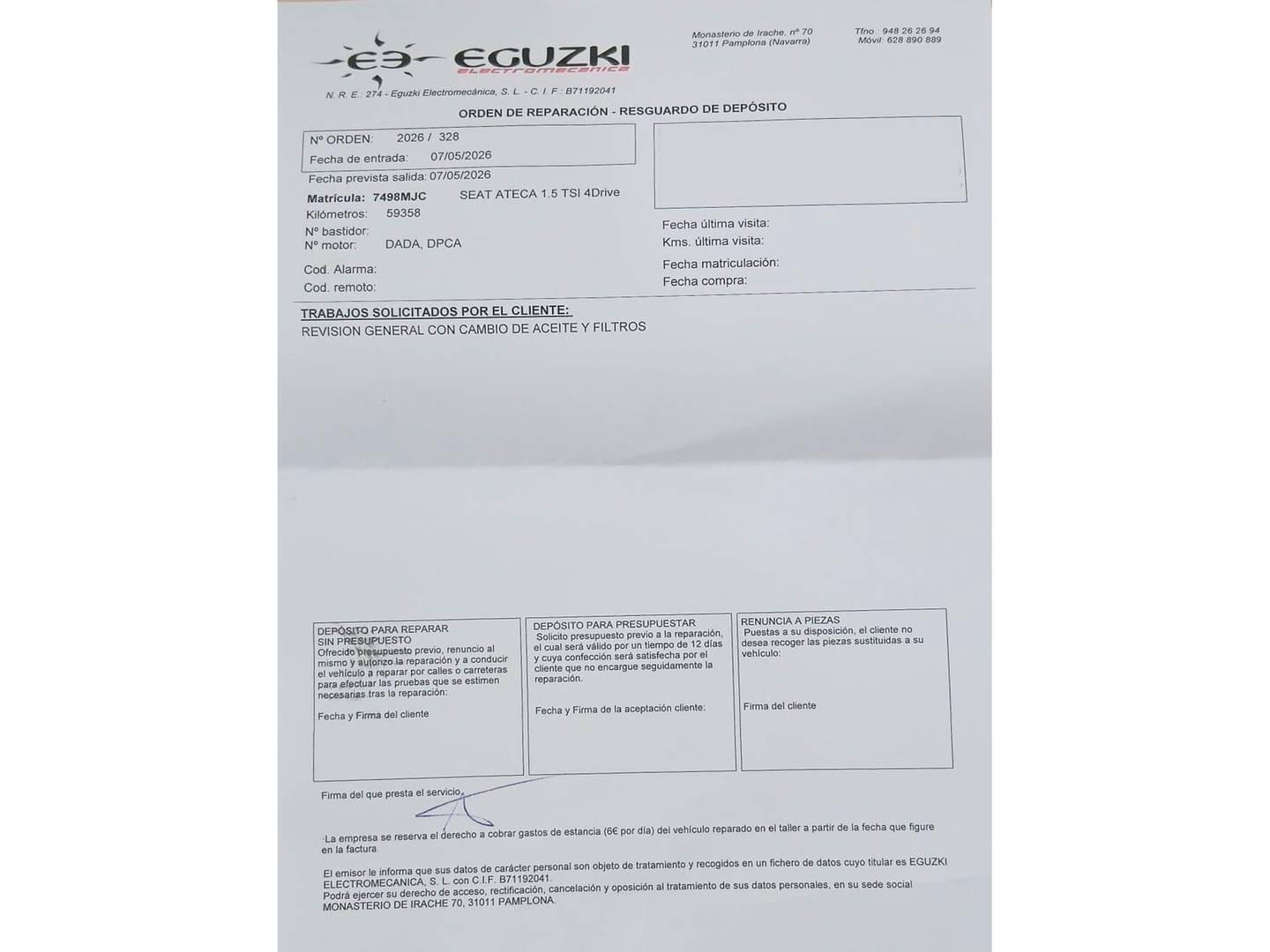 Foto del mantenimiento del Seat Ateca Seat Ateca 1.5 TSI S&S Style XL (150 CV)