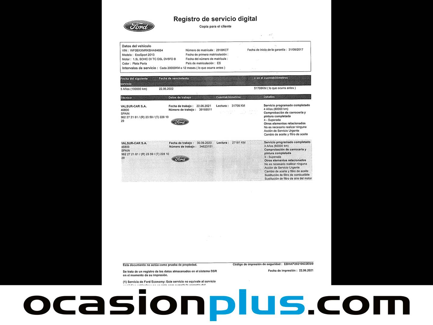 Foto del mantenimiento del Ford EcoSport Ford EcoSport 1.5 TDCi Trend (95 CV)